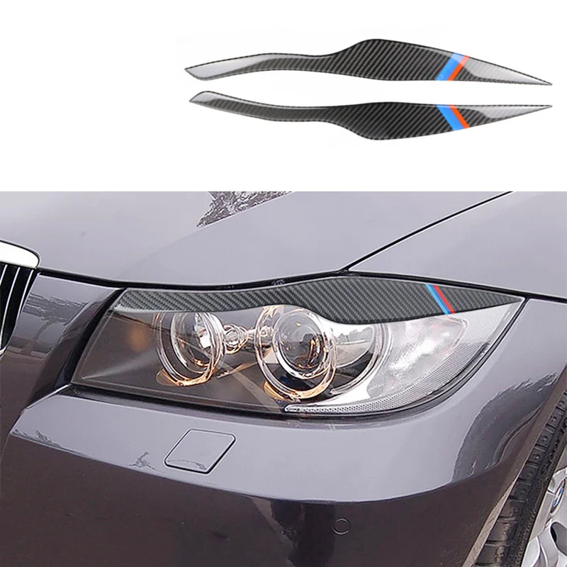 

Carbon Fiber Stickers Car Exterior Lights Modification Cover Trims Strips For BMW 3 Series E90 E92 E93 Car Accessories