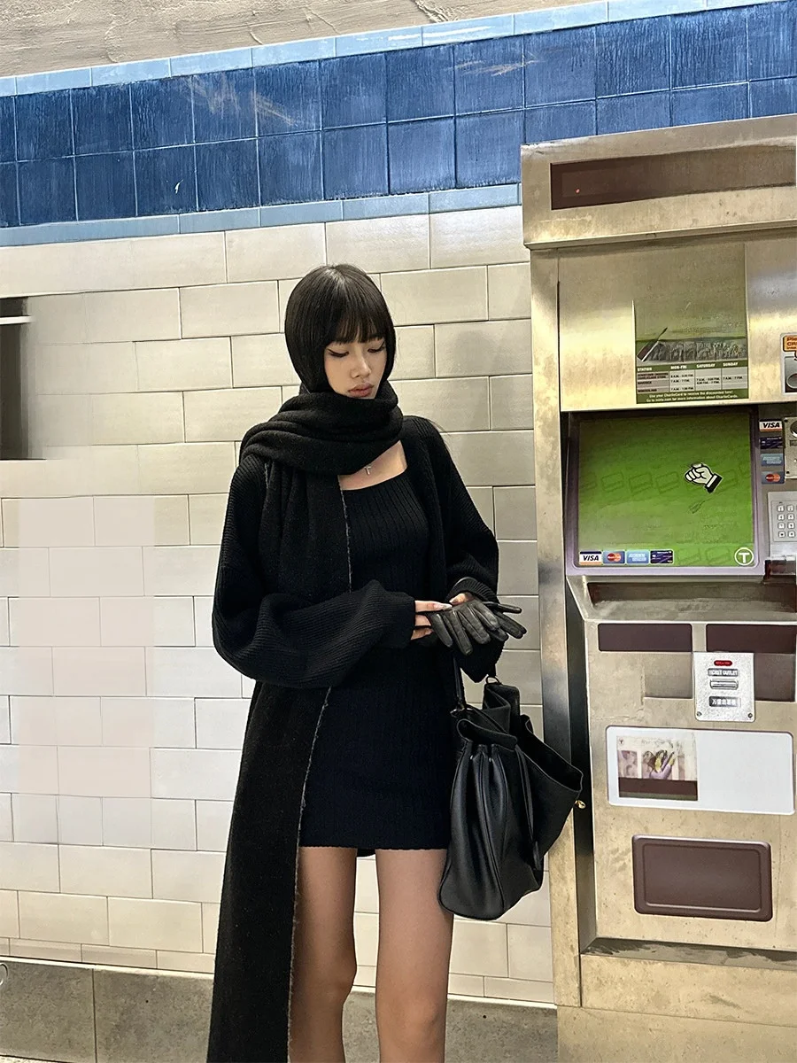 

Вязаный кардиган Venui Bla V-Ne для женщин, свободного кроя, модный, осенне-зимний, с длинными рукавами, на одной пуговице