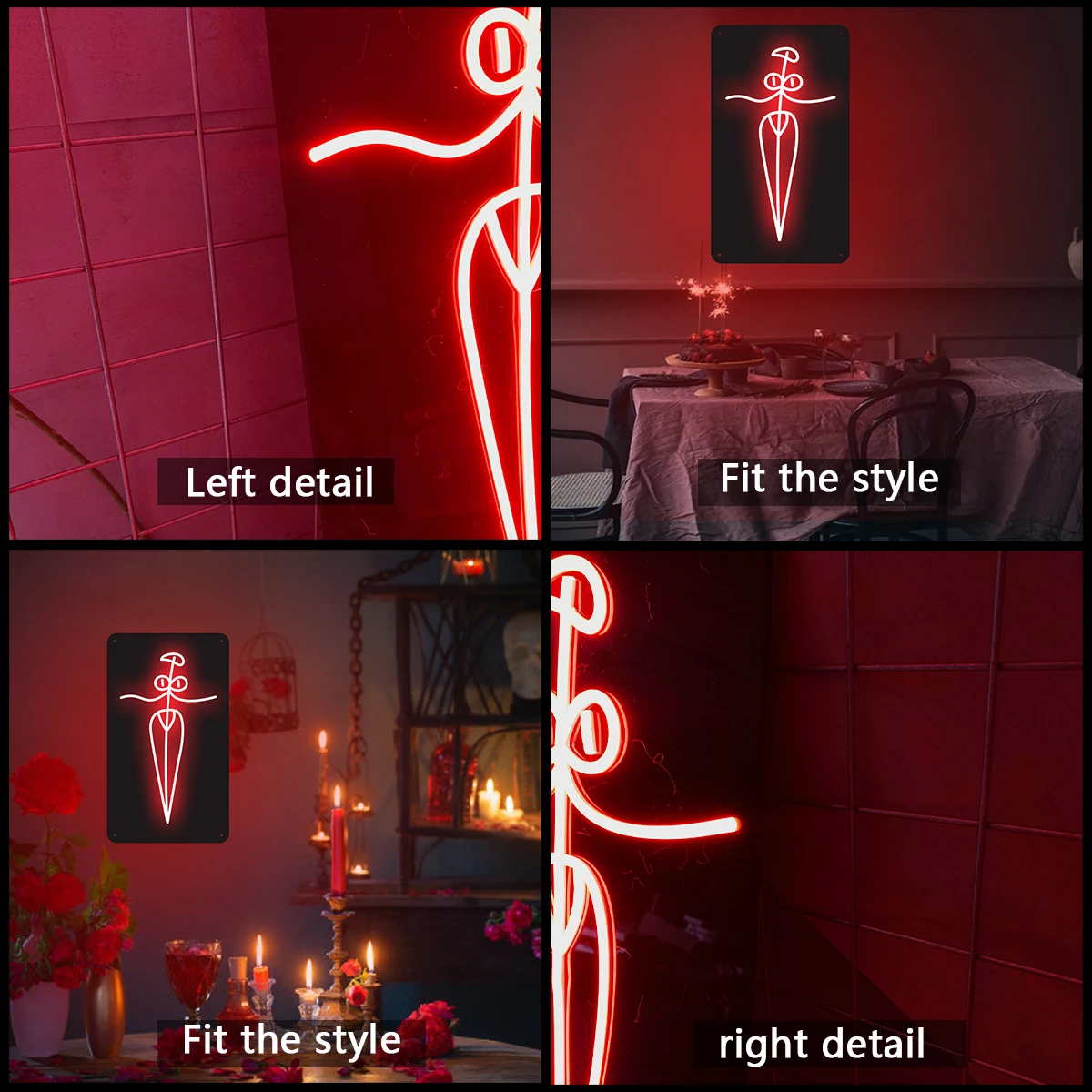 Rose-patterned sword neon lights apply to the room bar shop birthday gift candlelight dinner neon lights create atmosphere