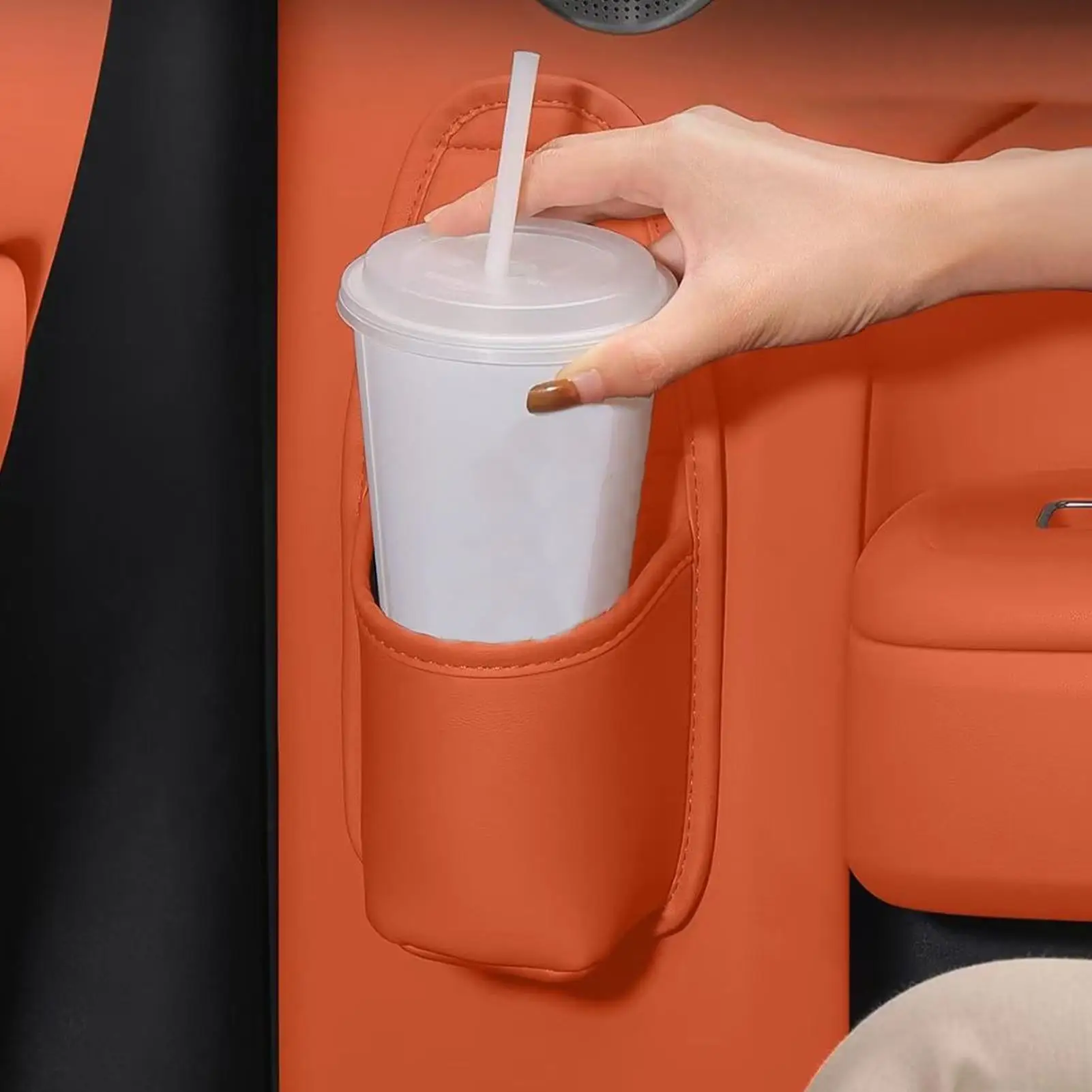 Car Door Cup Holder Leather Automotive Drink Rack Storage Bin Auto Back Seat Cup Holder Organizer for Car Interior Accessories