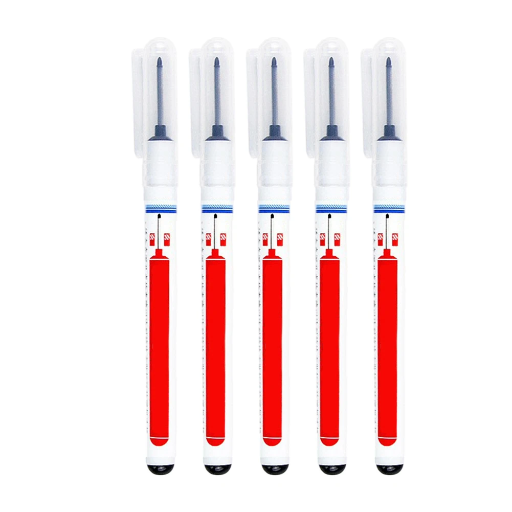 5pcs Multi-Purpose Marker Pen Long Head Deep Hole Marker Pen For Waterproof Bathroom Woodworking Waterproof And Quick Drying