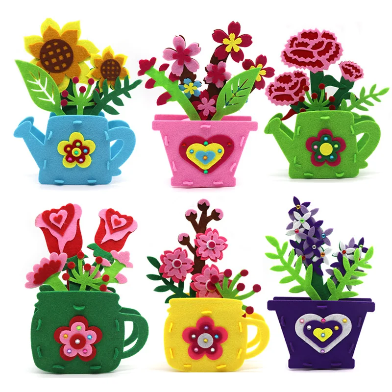 

DIY Flower Pot Potted Plant Art Craft Toys Montessori Non-woven Kindergarten Handmade Teaching Aids Kids Educational Toys Gifts