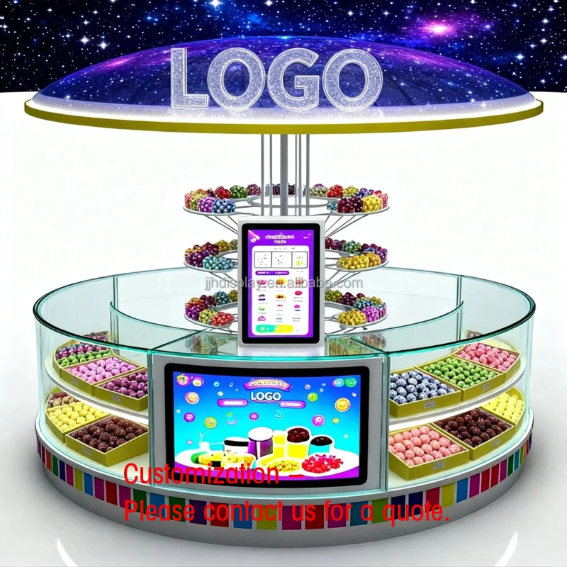 Kiosco de dulces personalizado para tienda, mostrador de dulces, vitrina de exhibición de dulces, contenedor de dulces