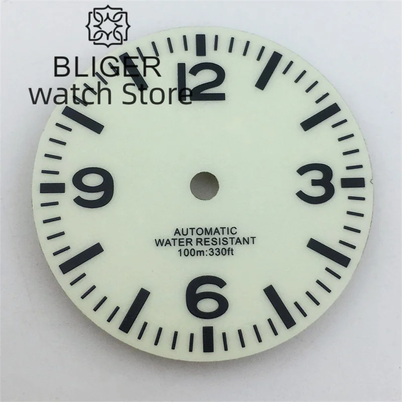 BLIGER 29mm Dial Black White Dial Full Luminous Dial Suitable For NH34 NH35 NH36 ETA 2824 2836 PT5000 Miyota DG Series Movement