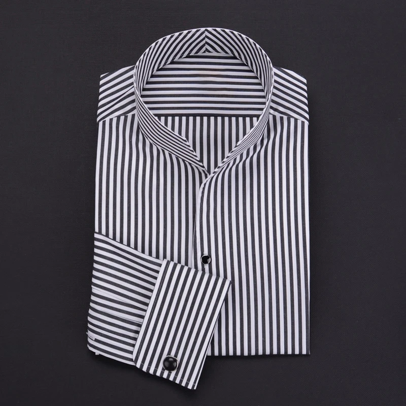 mens Long sleeve shirt  French stand collar business casual spring and autumn men\'s shirt