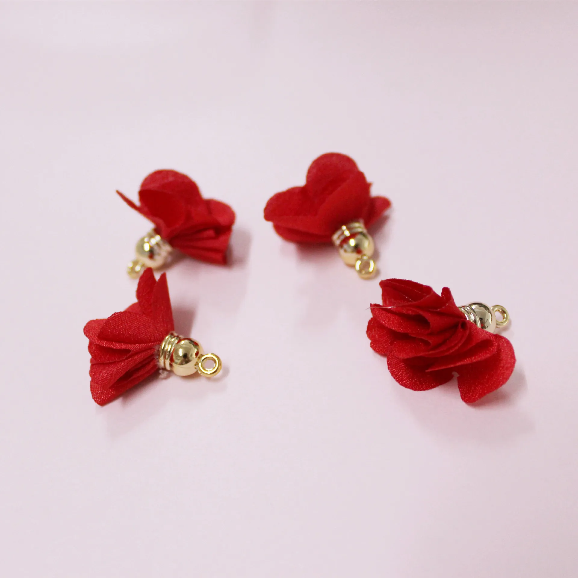 10pcs/lot 3x2.5cm Chiffon Fabric Flower Tassel Pendants for Keychain Cellphone Straps Earring Making Accessories / Jewelry