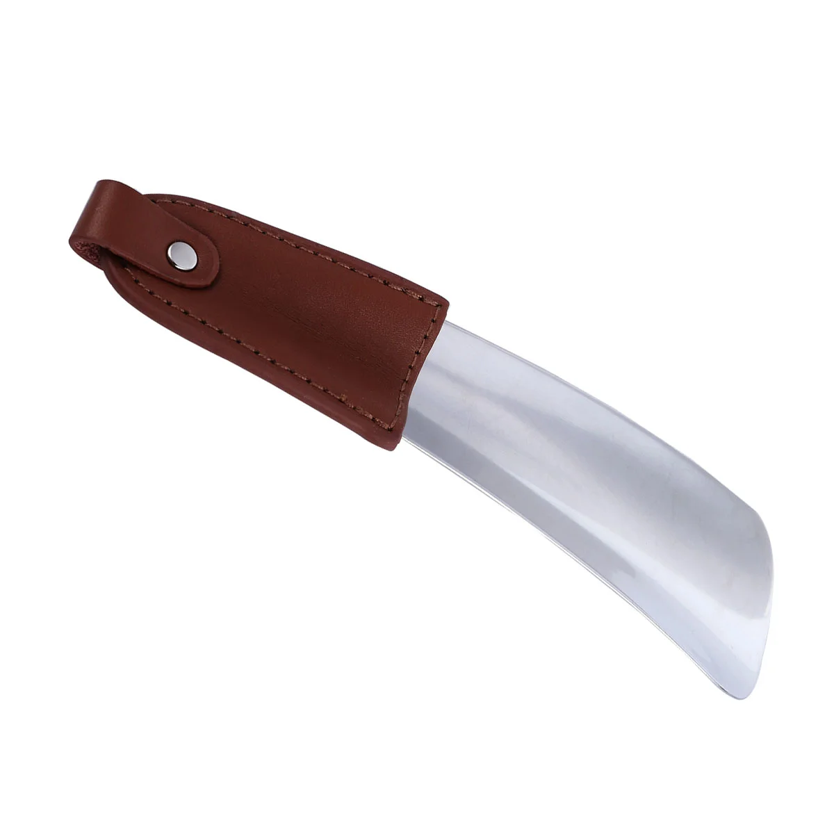 

Stainless Steel Horn Dark Brown Strap for Men Women Kids Compact Lightweight Portable Travel Shoe Horn Easily Into