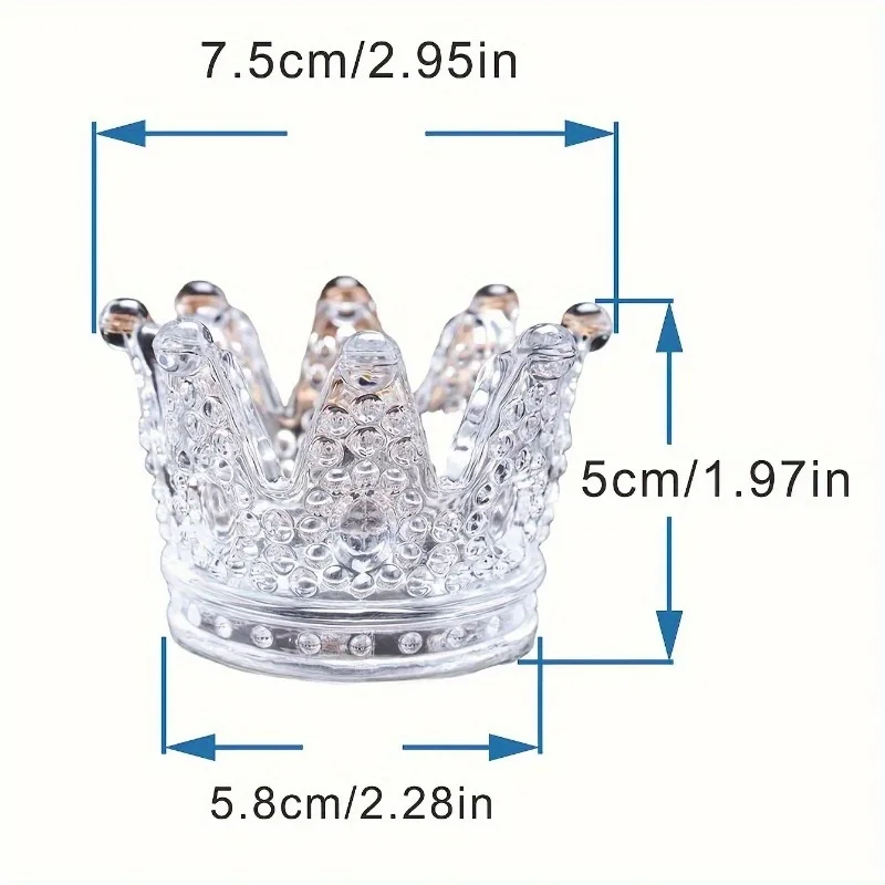 1pc Elegant Crown-Shaped Glass Storage Box Classic Multipurpose Vanity And Countertop Decor Holder Beauty Egg and Ring Storage