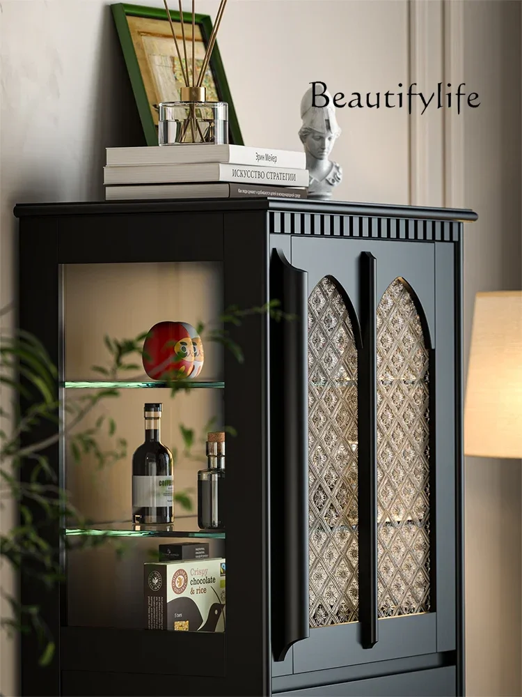 موفيلي per il soggiorno الفرنسية الرجعية الخشب الصلب الطعام حافة باب زجاجي تخزين خزانة مشروبات غرفة المعيشة الطابق تخزين عرض ca