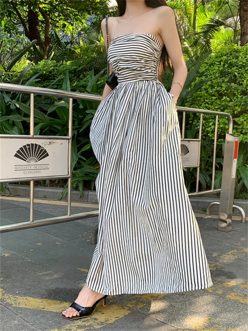 Alien Kitty New Arrival Stripes Long Dress Women Slim Party Chic Elegant 2023 Lady New Office Wear Stylish Daily Prom Vestidos