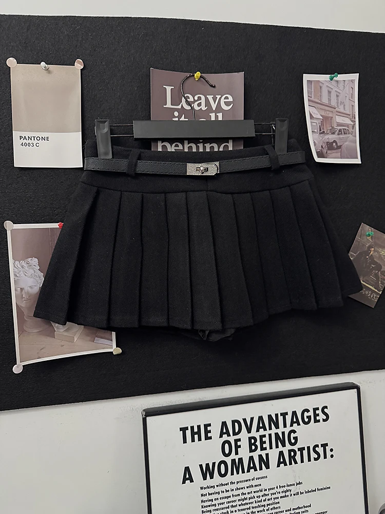 

Шерстяная клетчатая юбка BIG BIU для женщин, осенне-зимняя, новая, повседневная, универсальная, А-силуэт, в корейском стиле Sle Ciwalk