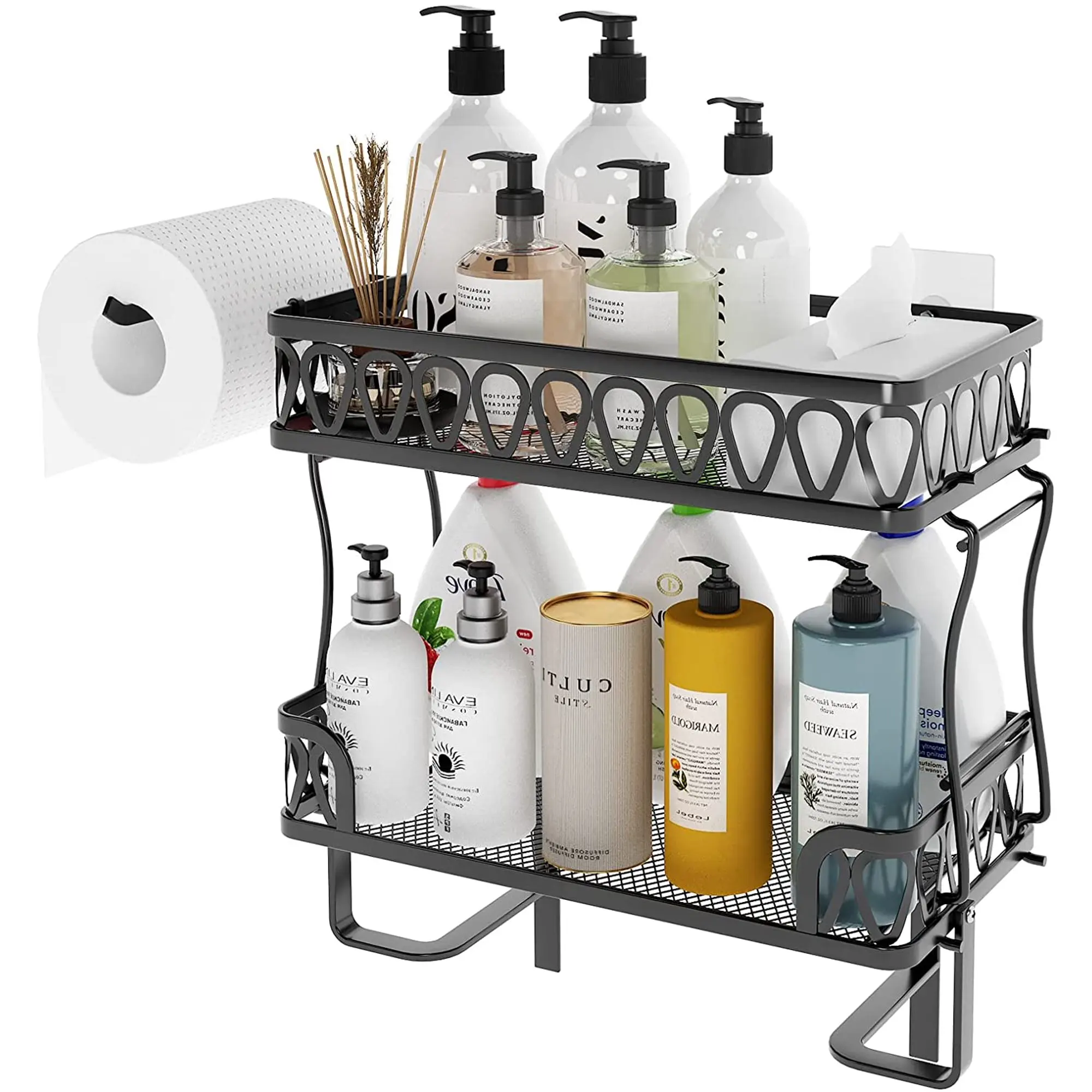 

Stacking Shower Caddy Shelf Toilet Rack 2 Layer Bathroom Organizer Metal Storage Shelfl