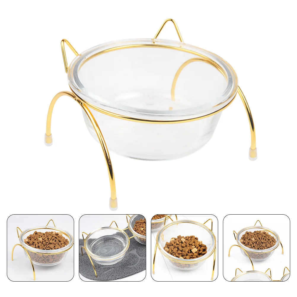 

1Pcs Raised Pet Bowl High Glass Feeding Bowl Slant Design Elevated Cat Dog Food Container Neck Guard Easy Clean