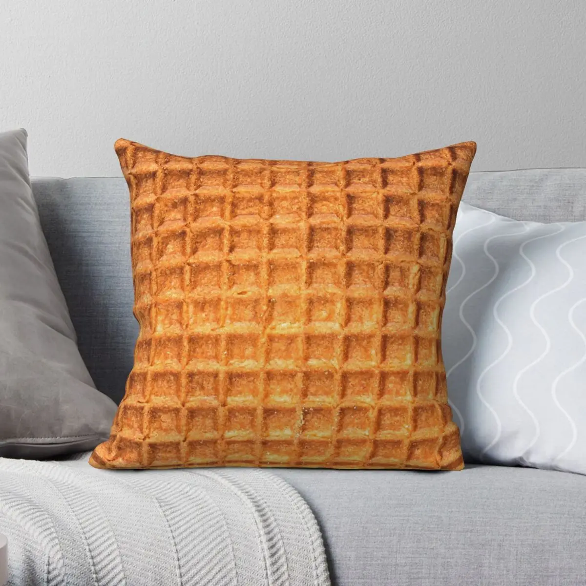 Waffle Me Crumble Pillowcase Polyester Linen Velvet Printed Zip Decorative Throw Pillow Case Room Cushion Cover 18