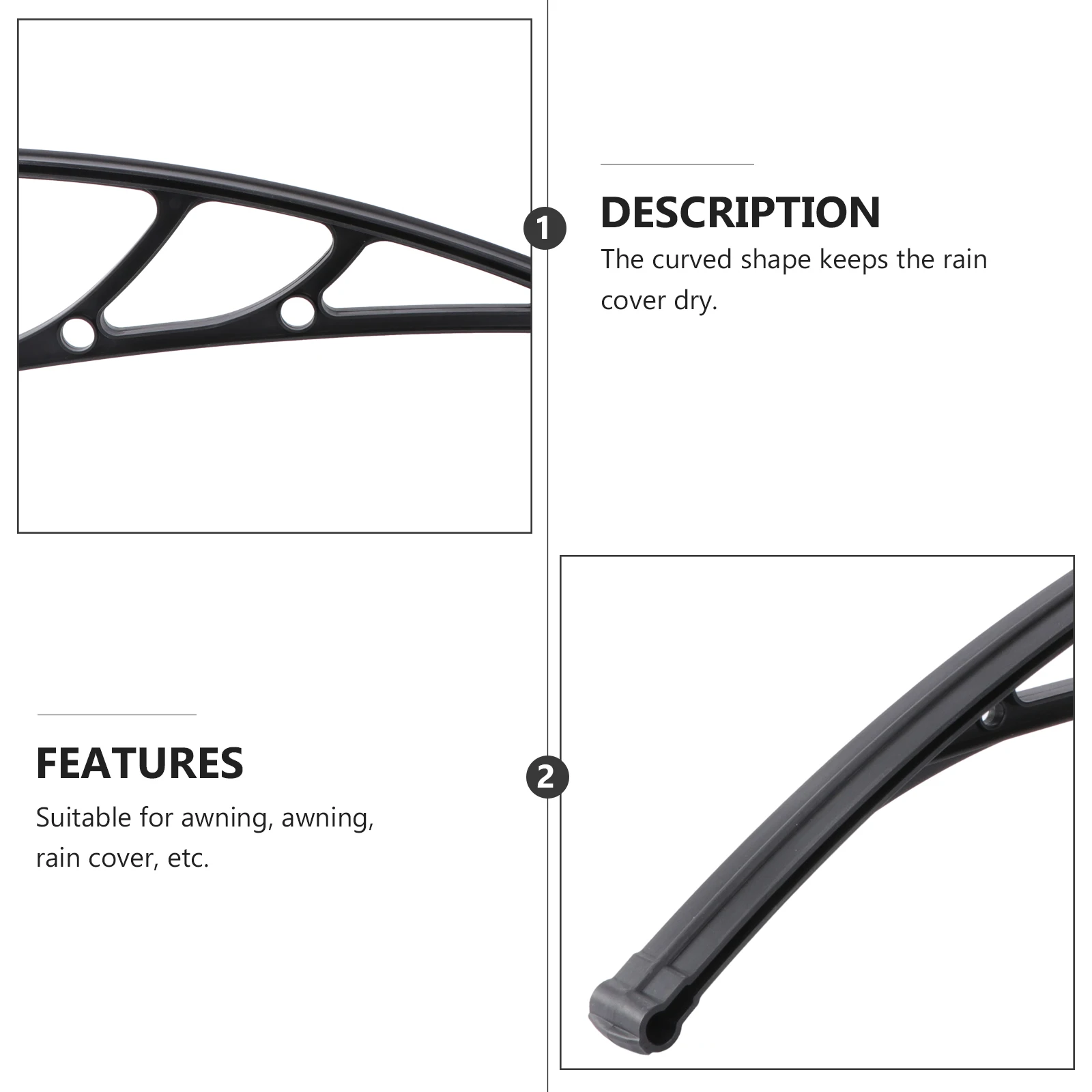 Outdoor Awning Bracket Curved Shape Easy Install Oval Holes for Balcony Canopy Window House Rain Cover Holder Support