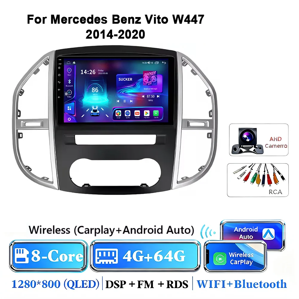 Android 17 autoradio voor Mercedes Benz Vito 3 W447 2014-2020 2K QLED Android multimediaspeler 4G stereo CarPlay head unit - afbeelding 1