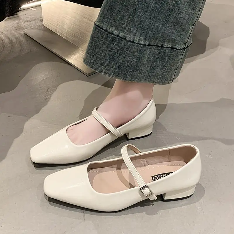 

Retro Square Head Thick Heel Mary Jane Shoes Fairy Style Slip-On Women's Fashion Single Shoes Summer New Fairy Wind Evening S...