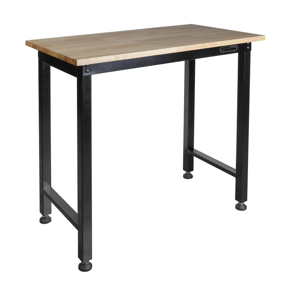 36 Inch Heavy Duty Workbench Steel Frame Durable Wood Worktop Adjustable Feet 1000lbs Capacity Multi-Purpose Garage Workshop