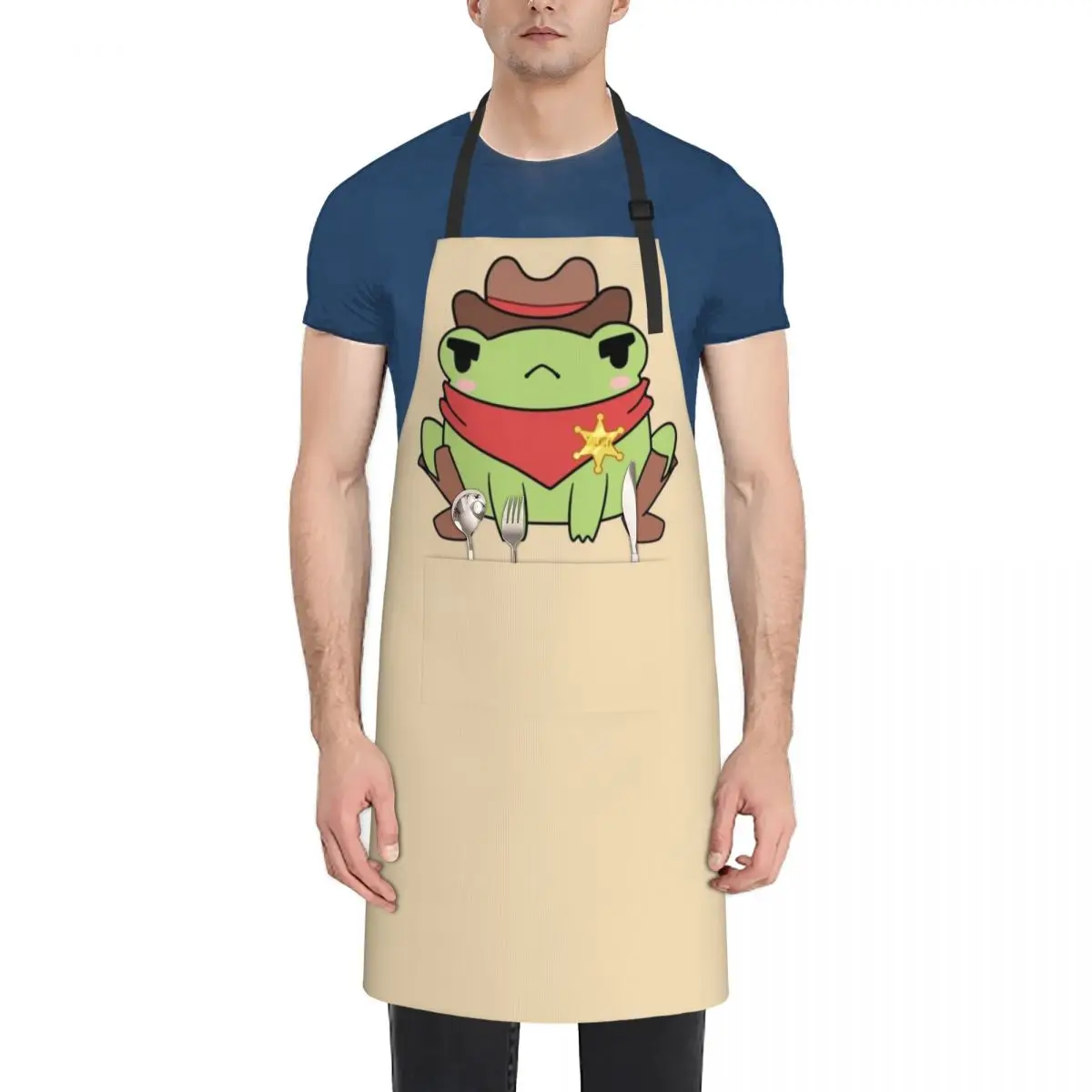 

Cute Cowboy Frog Apron cleanings Home And Kitchen work ladies Apron