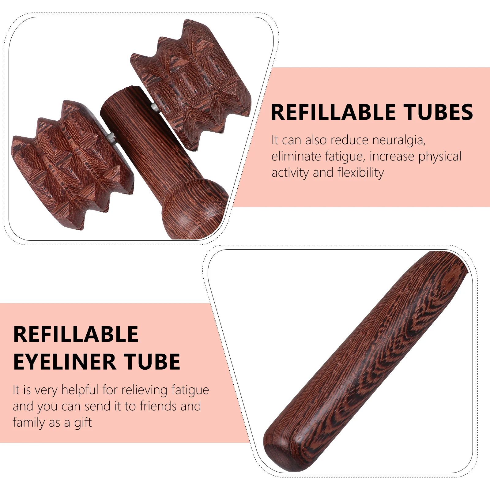 

1 шт. деревянный двухколесный роликовый массажер, ручной массажер для мышц, расслабляющая палочка, улучшение кровообращения, снимает усталость, всего тела