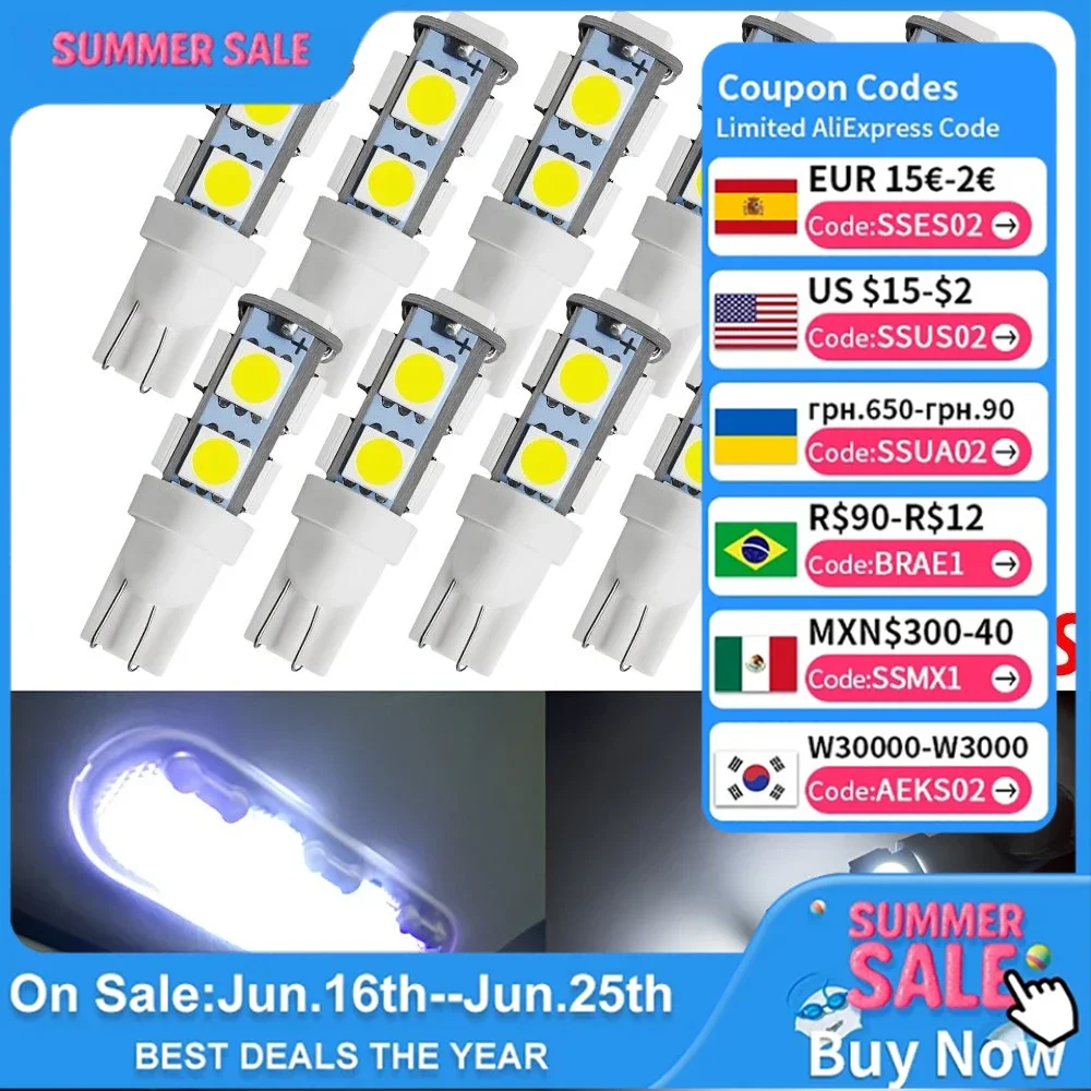 

20X Car Lights Auto Interior Bulb Reading Wedge Parking Backups Lighting Lamp T10 W5W 5050 White Waterproof 9LED 194 168 DC 12V