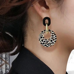 Leopard Advanced Earrings Acrylic Geometric Leopard Print Circle Earrings Temperament Exaggerated Versatile Earrings 2023 New