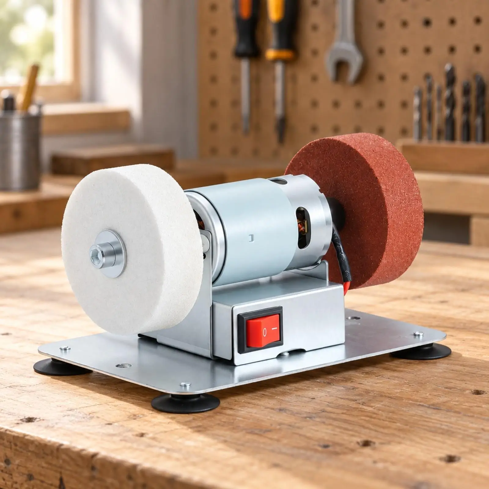 Bench Grinder with Two Wheels 150W Electric Metal Body Sharpening Polishing Grinding Tool for Workshop Hobbyist Craft Projects
