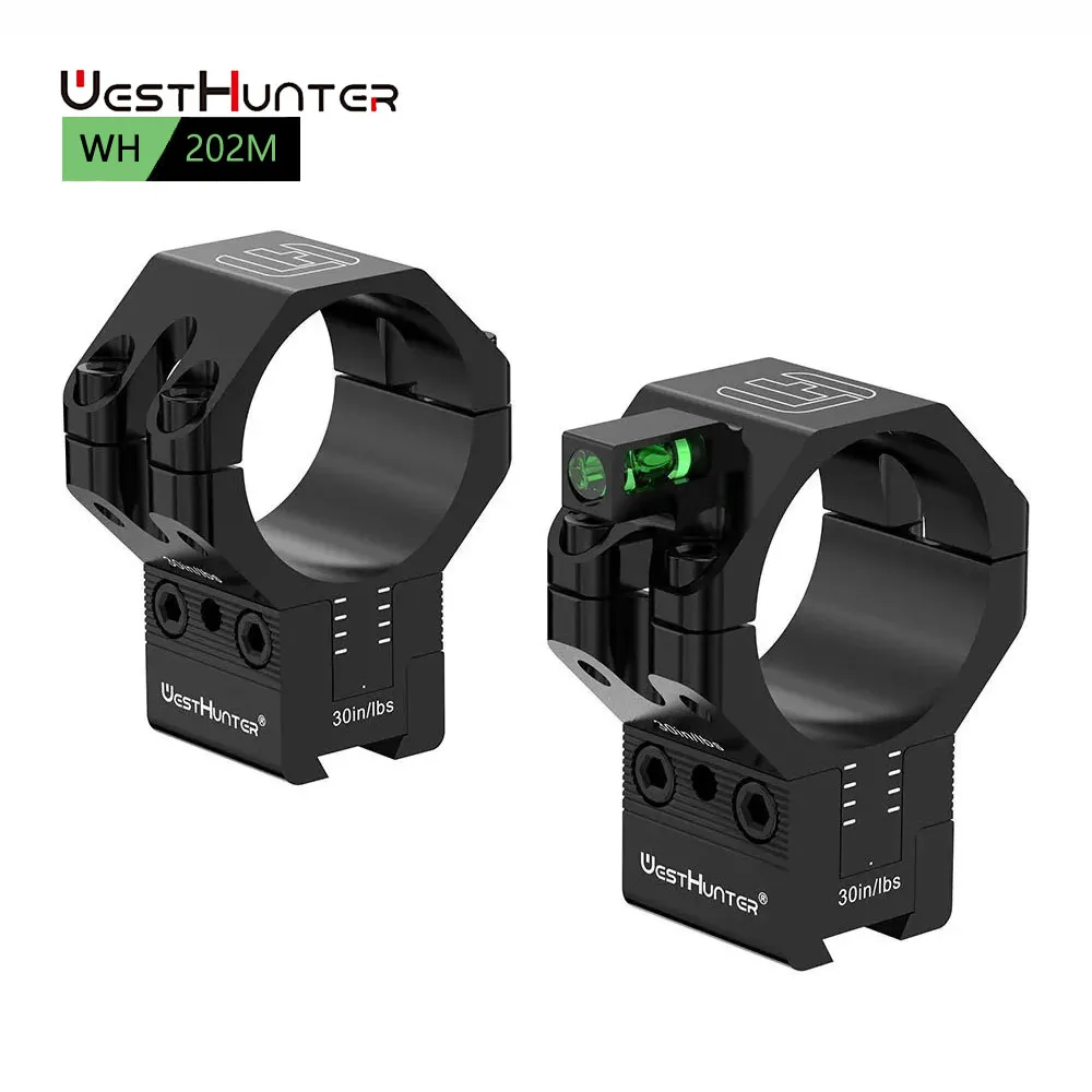 Supports de lunette WestHunter 11 mm à queue d'aronde, 120 MOA, réglage de la hauteur centrale pour tubes de 30 mm et 25,4 mm, supports de lunette de chasse avec niveau à bulle, accessoires de visées tactiques, adaptateurs de lunette de tir.