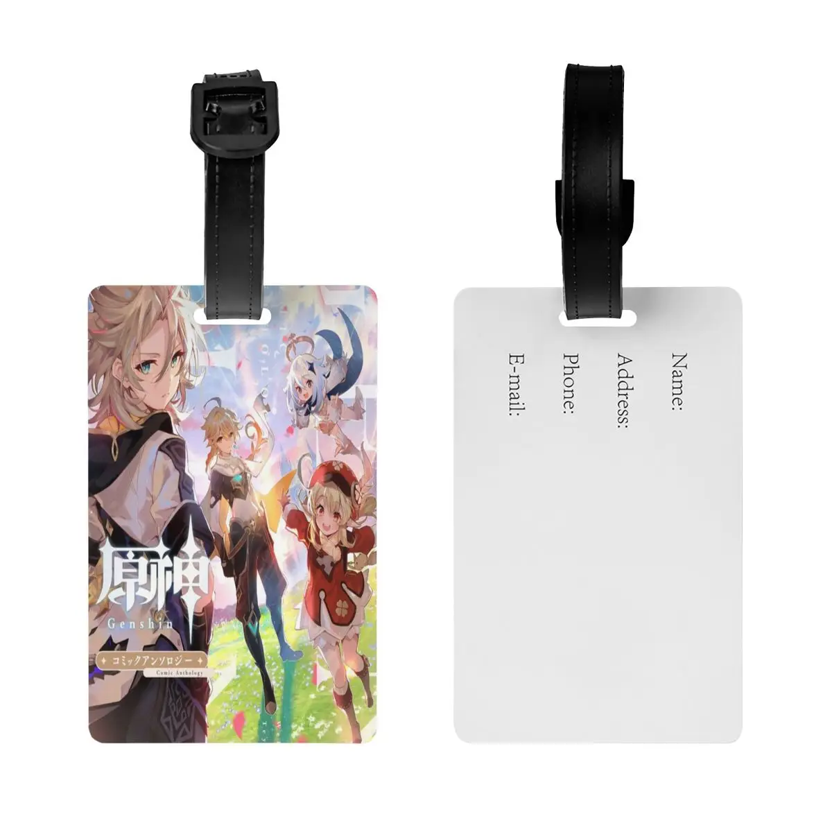 Custom Anime Genshins Impacts Luggage Tag With Name Card Manga Kawaii Privacy Cover ID Label for Travel Bag Suitcase