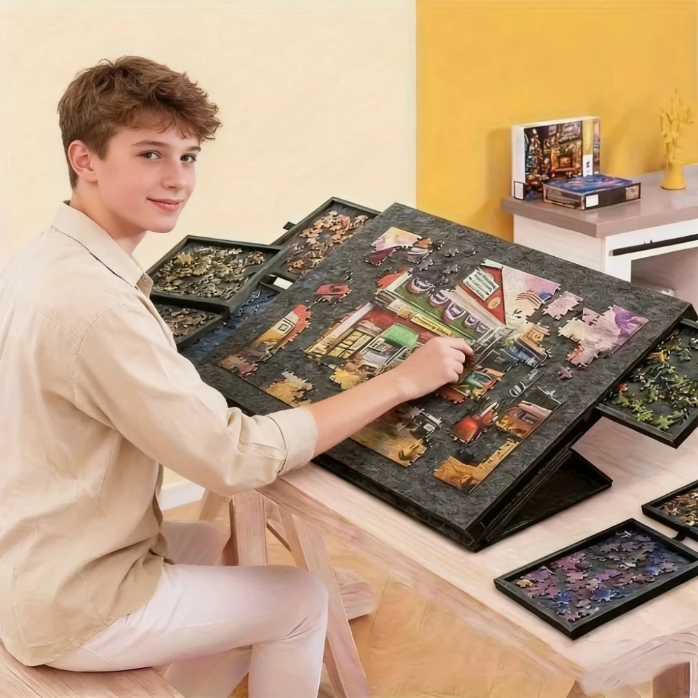 

1500pcs Puzzle Board with 6 Sliding Drawers - Durable Puzzle Organizer, Large Capacity for youth' Educational & Puzzle Storage