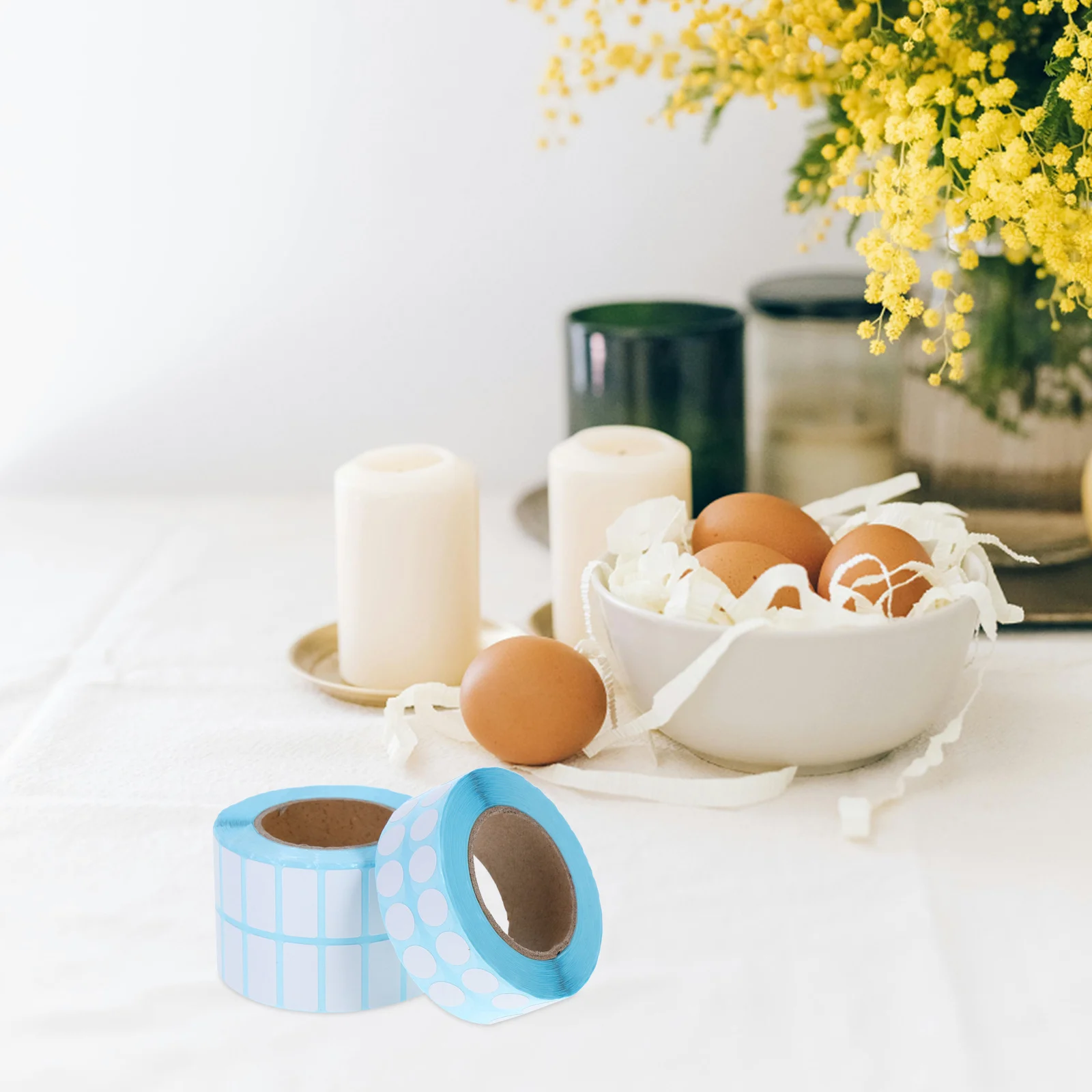 

2 Rolls Blank Diamond Art Stickers Writable Self Adhesive Rectangle Round Dot Labels for Organizing Craft Wrapping Storage