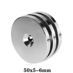 50x5-6mm Permanent NdFeB Strong Magnets 50*5 Hole 6mm Round Countersunk Neodymium Magnet 50x5-6 Big Disc Magnet 50*5-6