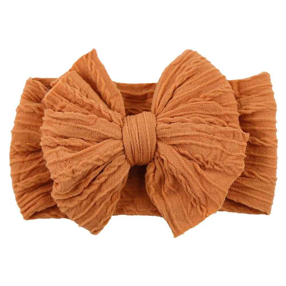 20Pcs/Lot Solid Cable Bow Baby Turban Headband Kids Nylon Layers Elastic Headwraps Newborn Boy Girl Hair Band Accessories