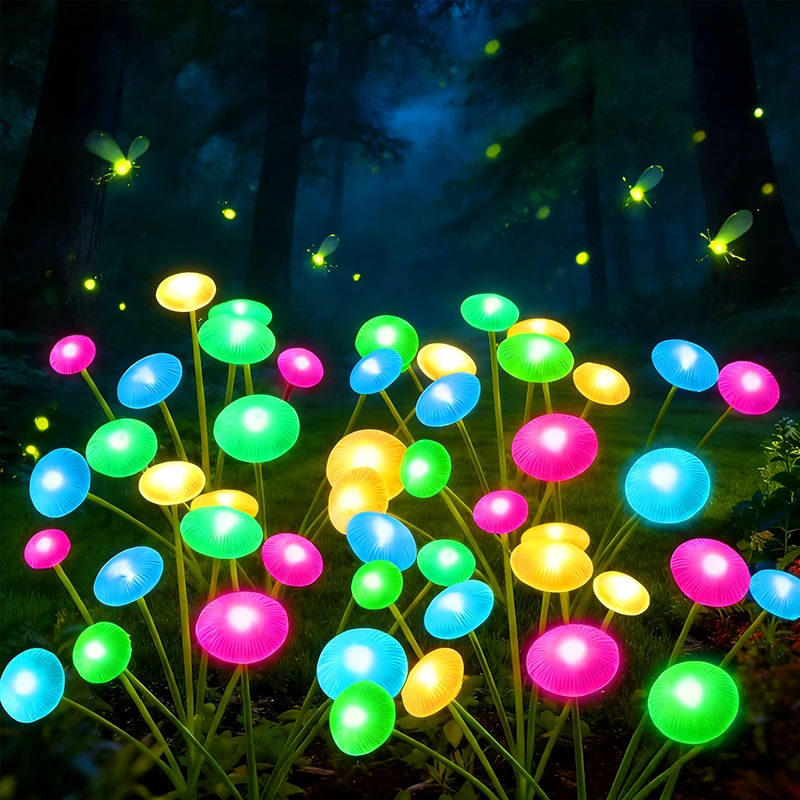 Lampes solaires en forme de méduse, lampes de jardin, lampes en forme de champignon pour l'extérieur, lampes portables pour pelouse, éclairage paysager, décorations pour cours, patios, allées