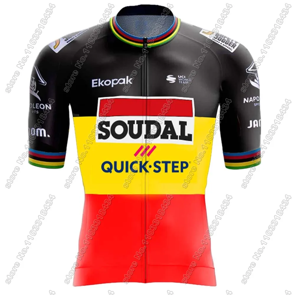 Soudal T-Rex Quick Step 2024 Cycling Jersey Short Sleeve Clothing France Spain Tour World Champion Road Bike Shirt Bicycle Tops