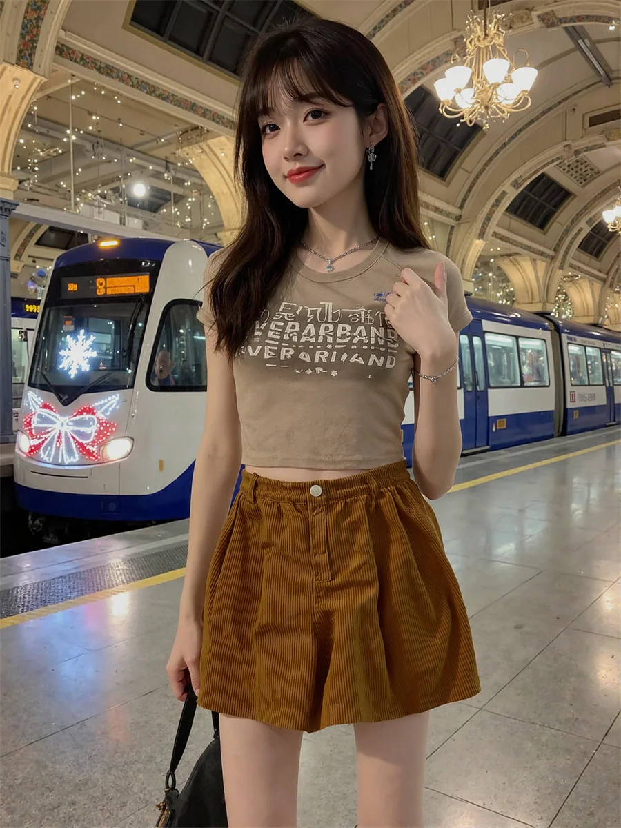 여성용 코듀로이 맞춤 킥 다크 벨벳 주름 밑단 멀티 핑크 유니폼 링 모달 태슬 반바지