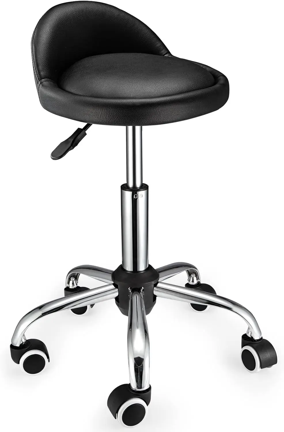 

Adjustable Swivel Rolling Stool with Backrest, Black - Height Adjustable, 360-Degree Rotation, Supports 250 lbs