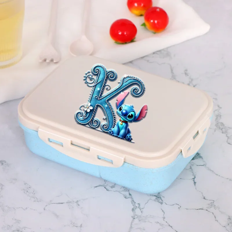 

Cute Stitch Bento Lunch Box DISNEYS Anime Letter A-Z Food Storage Containers Kids School Picnic Lunchbox Office Dinner Case Gift