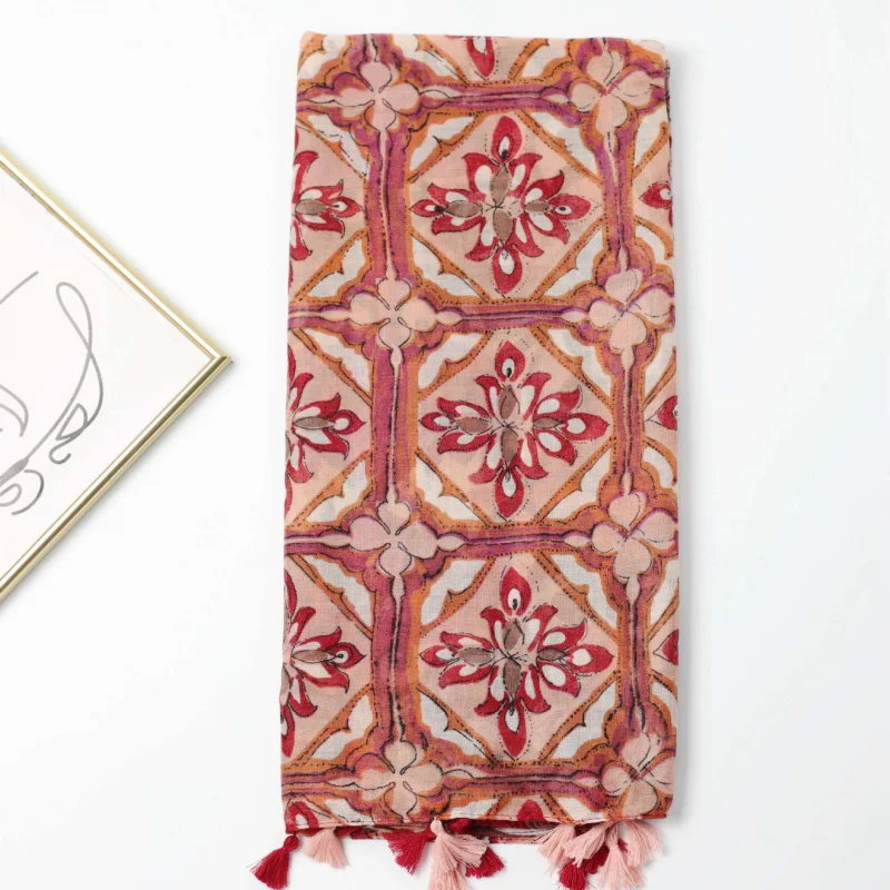 

Kashmir Factory Sales-Border Live Print Silk Scarf Summer Travel Shawl Fashion Versatile Thin