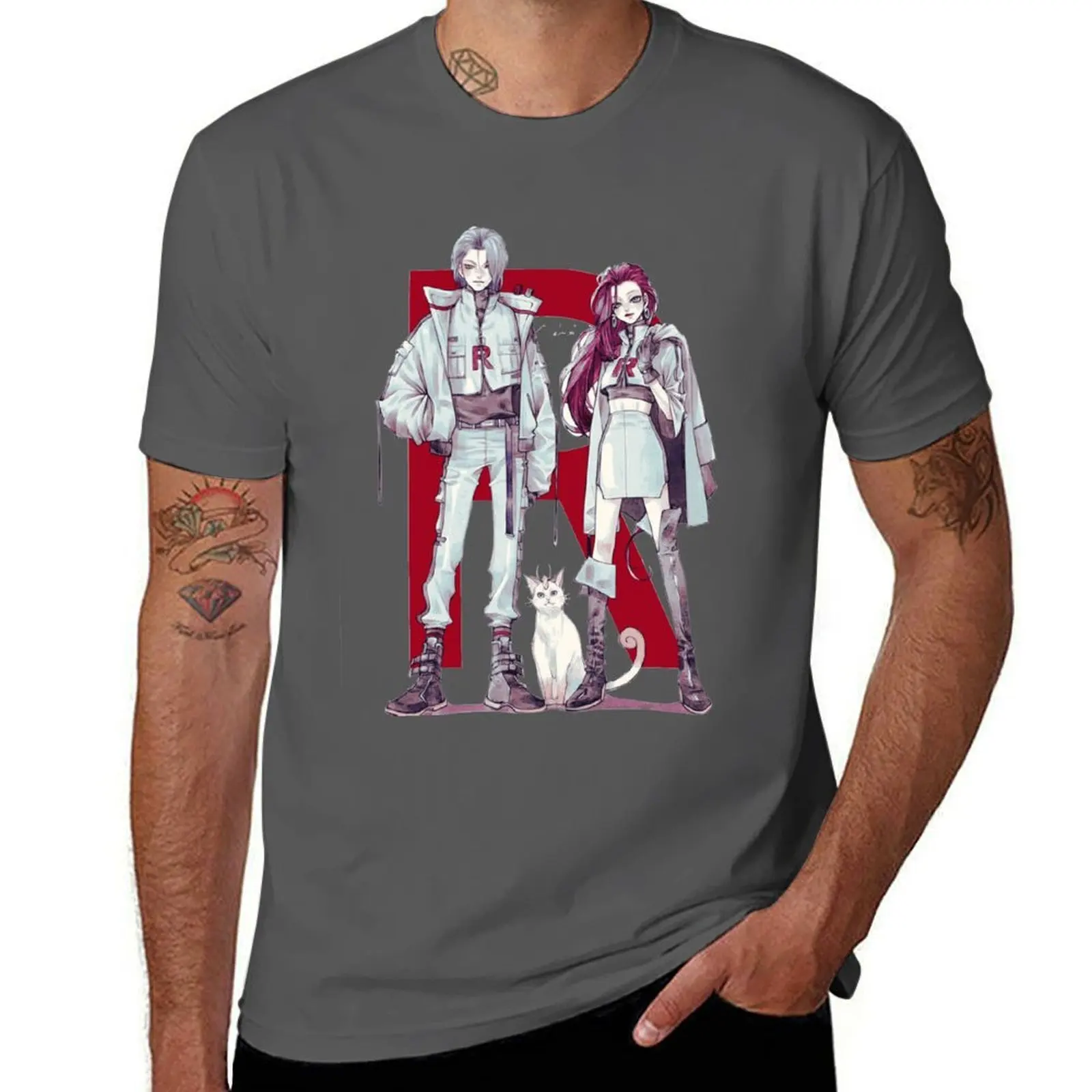 

Jesse, James and Meowth from Team Rocket in Modern Style T-Shirt man graphic t shirt T-Shirt