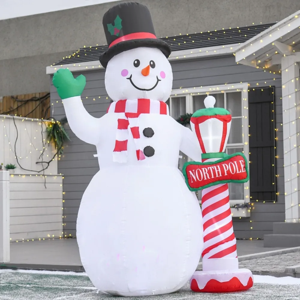 8ft Christmas Inflatables Yard Decorations, Upgrade Snowman Xmas Inflatable with Rotating LED Lights for Indoor Outdoor Yard Gar