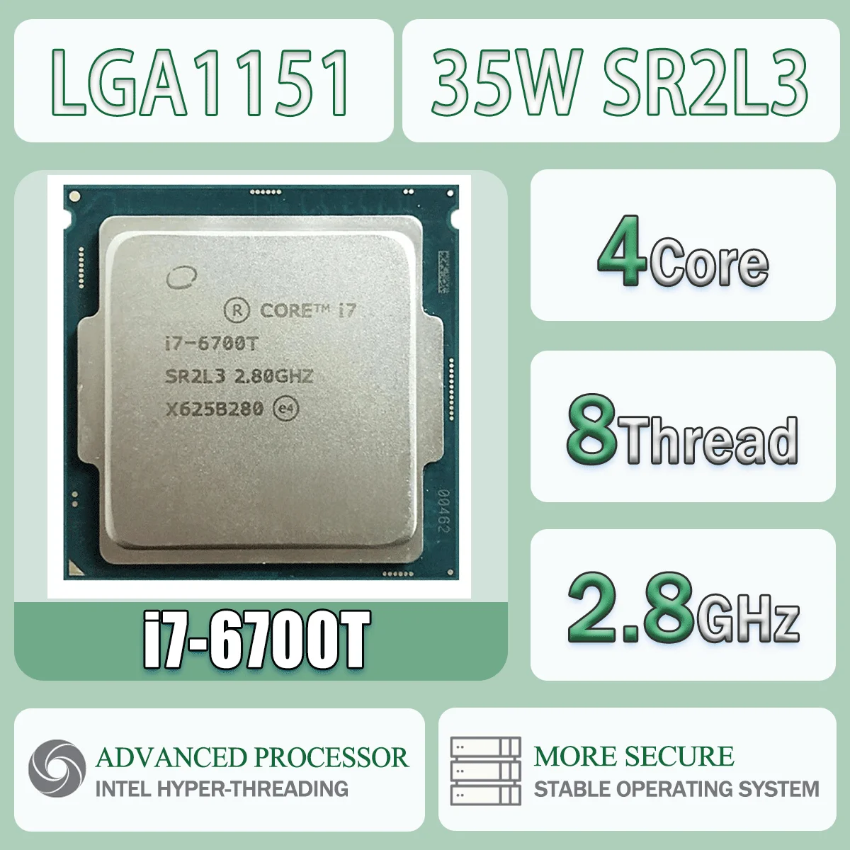 Intel Core I7-6700T 2.8GHz 4 Cores 8 Threads 35W I7 6700T Computer CPU Processor Server Package LGA1151