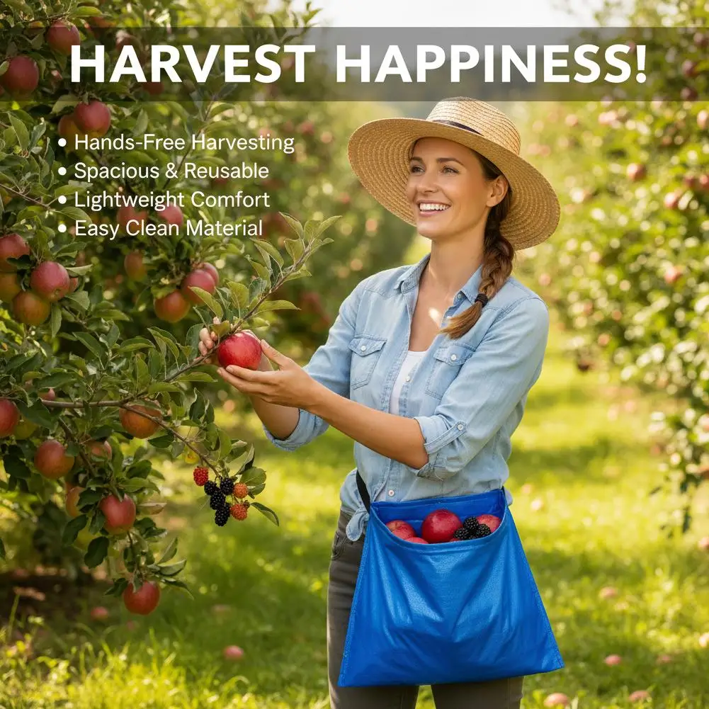 Waterproof Fruit Picking Apron Waist Harvesting Bag Vegetables Picker Pouch Large Capacity Agricultural Garden Tool