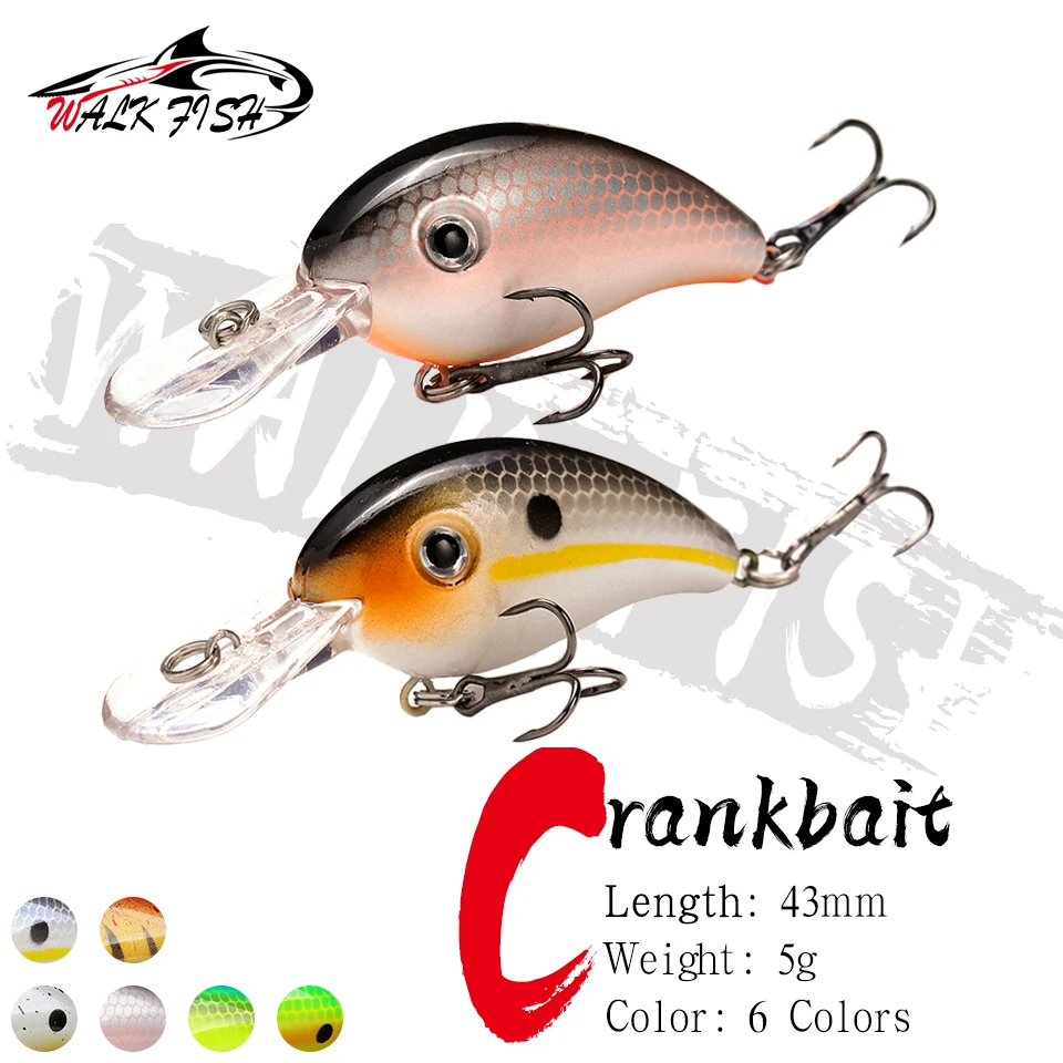 WALK FISH 43MM 5G Mini schwimmende Angelköder Wobbler Minnow harter Köder Wobbler Topwater Bass Hecht Barsch Trolling Tackle