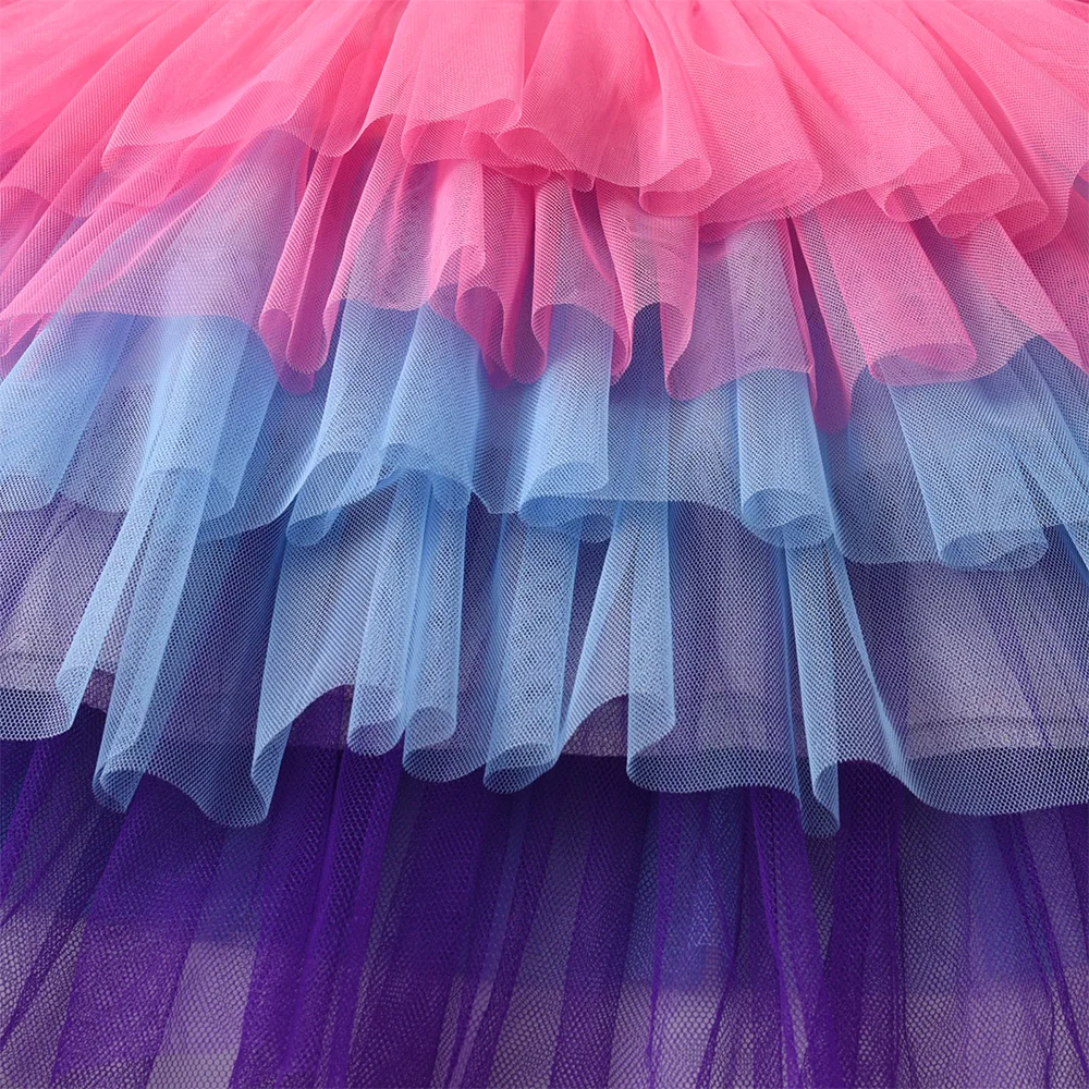 VIKITA Neue Mädchen Einhorn Rosa Kleid Kinder Layered Mesh Tüll Tutu Prinzessin Kleider Kinder Abendkleid Langarm Herbst Frühling Kleid – Detail 5