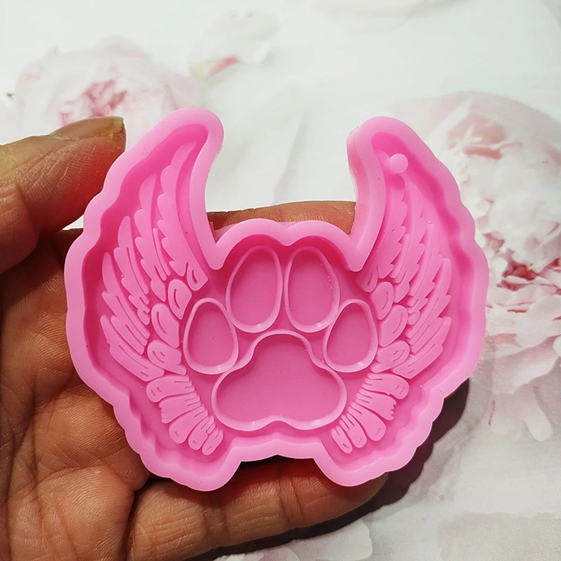 Shiny Glossy Silicone Molds Love Angel Wing Keychain Mold DIY Ornament Pendant Jewelry Epoxy Resin Crafting Molds