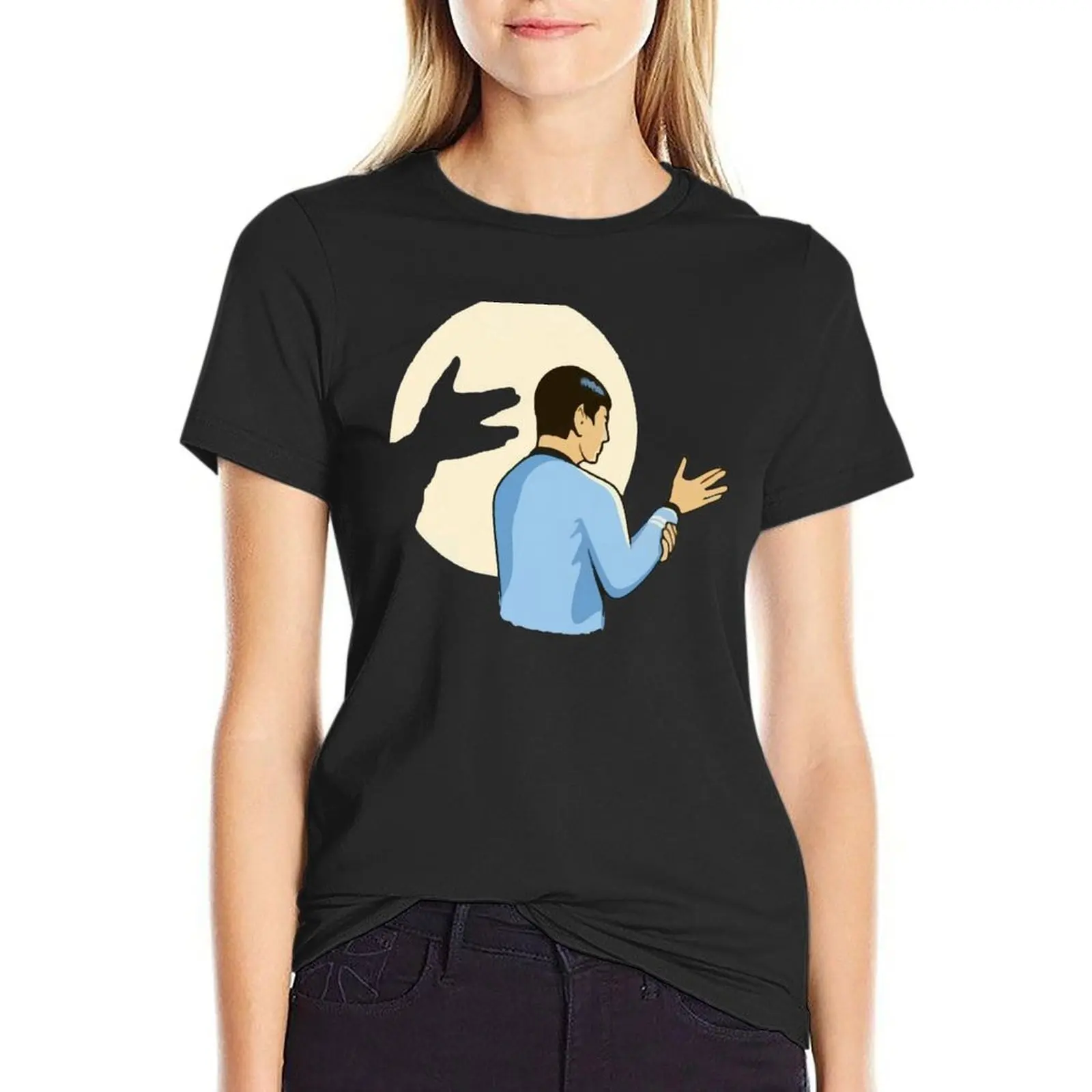 

Spock's Shadow Puppet T-Shirt vintage clothes graphics funny Blouse clothes for Women