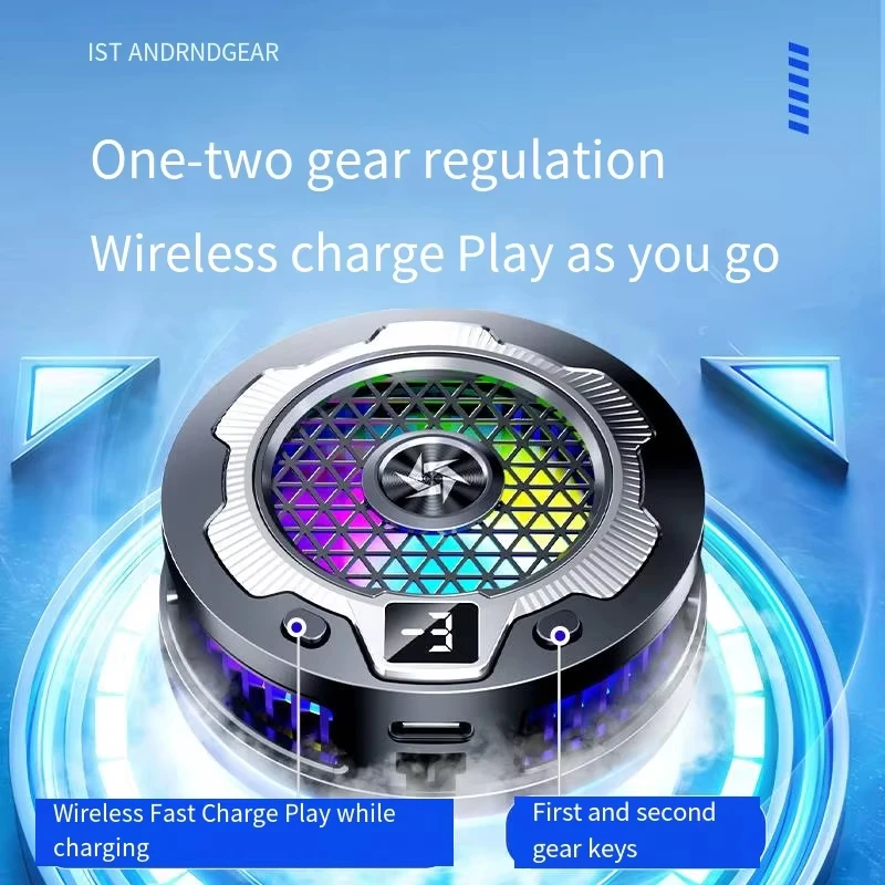 Wireless Charging Magnetic Phone Cooler For iPhone15, 14, 13, 12, 11 S24Ultra Back Clamped Phone Cooling Fan Game Cooling