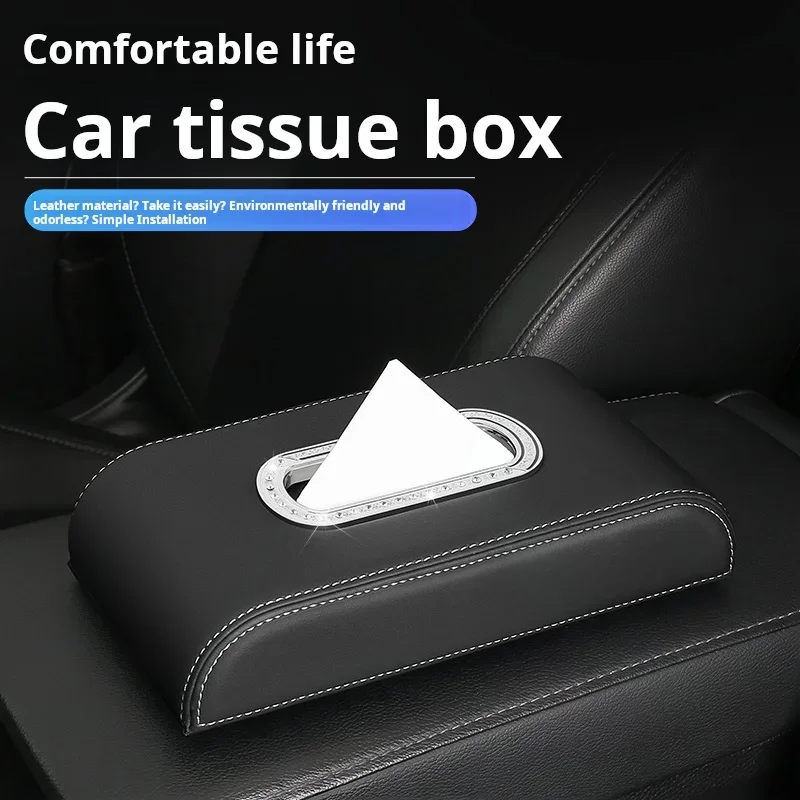 High End Car Tissue Box High-end Feel Car Armrest Box Tissue Hanging Bag Car Paper Drawer Creative Interior Decoration