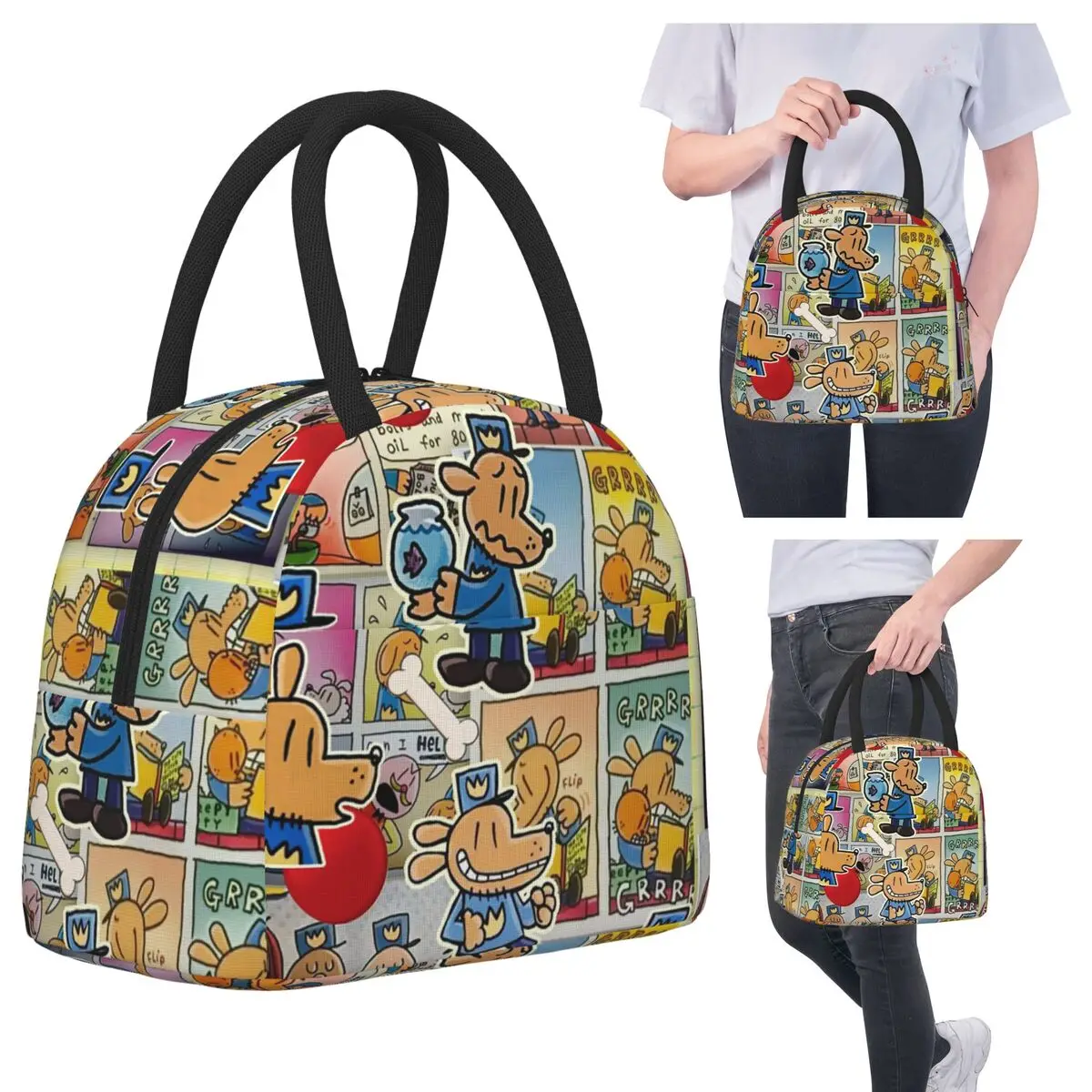

Dog Man Dogman Movie 2025 Comic Insulated Lunch Bag for Kids School Cooler Thermal Food Box Tote Portable Lunch Boxes Container